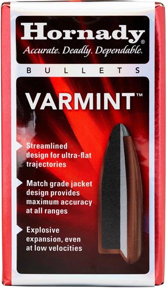 Picture of Hornady Rifle Bullets, Varmint - 6mm Caliber (.243"), 87Gr, SP, 100ct Box