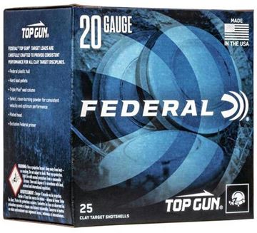 Picture of Federal TG20 9 Top Gun Target Shotshell 20 GA, 2-3/4 in, No. 9 7/8oz, 2.38 Dr, 1210 fps, 25 Rnd per Box