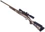 Picture of Used Ruger American Rimfire Bolt Action Rifle - 22 LR, 18", Burnt Bronze Cerakote Finish, GO Wild Camo IM Brush Synthetic, Muzzle Brake, Adjustable Trigger, Top Rail, Simmons 3-9x32 Scope, 1 Magazine, Excellent Condition