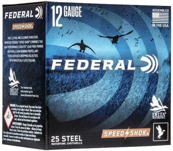 Picture of Federal Speed-Shok Waterfowl Load Shotgun Ammo - 12Ga, 3", 1-1/4oz, BB, Steel, 1550fps, 25rds Box