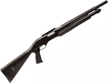 Picture of Stevens 19496 320 Pump Shotgun 12 GA, RH, 18.5 in, Black, Syn, Pistol Grip, 5+1 Rnd, Fixed, Carbon Steel, 3 in