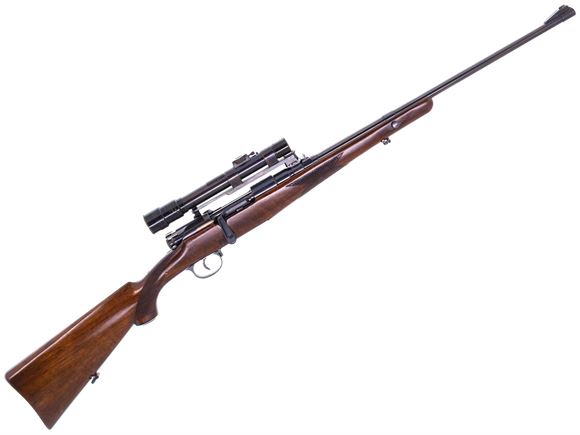 Picture of Used Steyr Mannlicher Model 1925 Take Down Bolt-Action 30-06, 24'' Barrel W/Sights, Vintage Aldis Brothers 1916 Scope (Scope Engraved Holland & Holland), Original Cleaning Rod In Trapdoor, Excellent Condition