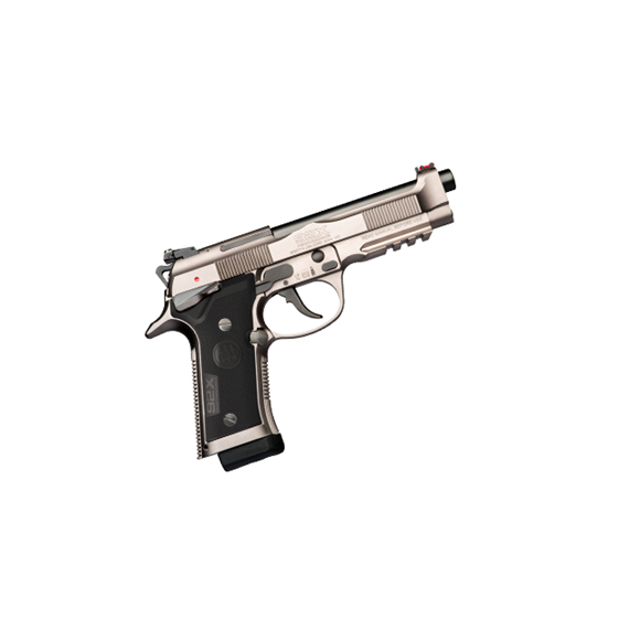 Picture of Beretta 92X Performance IPSC DA/SA Semi-Auto Pistol - 9mm, 125mm (4.9"), Stainless Steel Slide & Frame, Black Plastic Grips, 2x10rds, Fiber Optic Front & Adjustable Rear Sights, Extended Controls