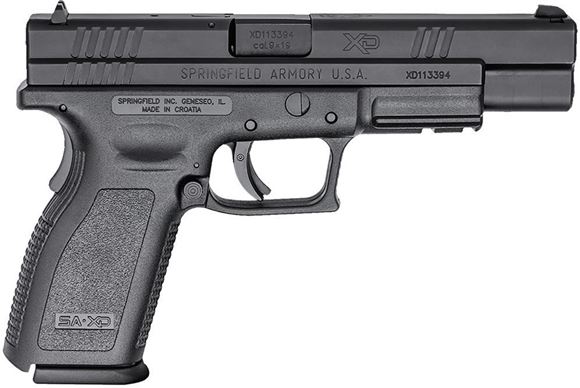 Picture of Springfield XD-9 Tactical Single Action Semi-Auto Pistol - 9mm, 5", Hammer Forged, Melonite, Black Polymer Frame, 2x10rds, Fixed 3-Dot Sights