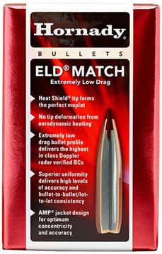 Picture of Hornady Rifle Bullets, ELD Match - 22 Caliber (.224"), 75Gr, ELD Match Boat Tail , 100ct Box