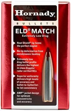 Picture of Hornady 22791 ELD Match Rifle Bullets, 22 CAL .224 75 Gr, 100 Box