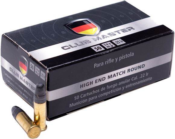 RWS Rottweil Sport Line Sports Rimfire Ammo - Club Master, 22 LR, 40Gr, Solid, 500rds Brick