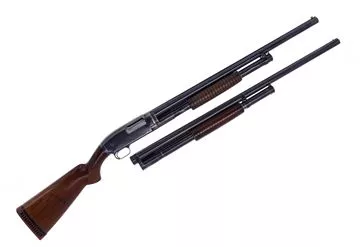 Picture of Used Winchester Model 12 Pump Action Shotgun, 12 Ga, 2 3/4", 2 Barrel Set, 24" Ribbed Barrel and 30" Ribbed Barrel(F),  Replaced Stock, Fair Condition