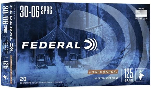 Picture of Federal Power-Shok Rifle Ammo - 30-06 Sprg, 125Gr, Soft Point, 20rds Box