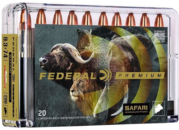 Picture of Federal Premium Safari Rifle Ammo - 9.3x74R, 286Gr,Swift A-Frame, 20rds Box