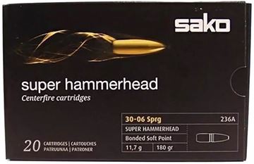 Picture of Sako Rifle Ammo - 30-06 Sprg, 180Gr, Super Hammerhead Bonded Soft Point (236A), 20rds Box