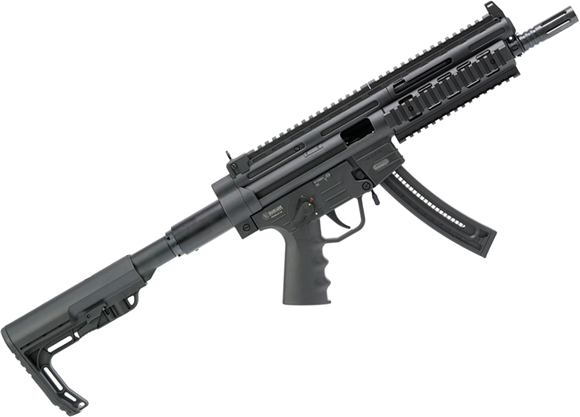 Picture of German Sport Guns (GSG) GSG-16 Rimfire Semi-Auto Rifle - 22 LR, 9.25" w/ Flash Hider, Collapsible AR-15 Buffer Tube Stock, Black