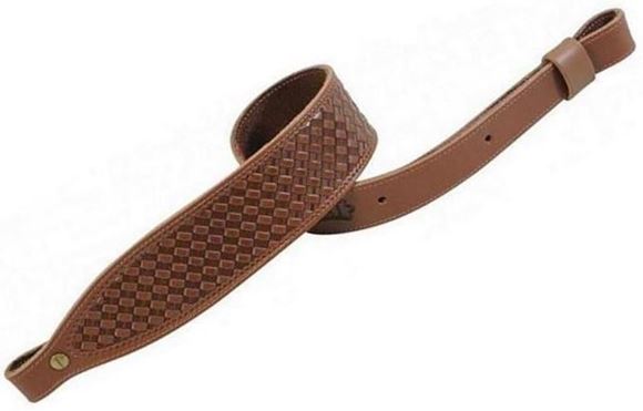 Picture of Levy's Hunting Deluxe Series Rifle Slings - 2-1/4" Veg-Tan Leather Rifle Sling, w/Brown Suede Backing, Loop Adjustment, Fits 1" Swivels, Secured With Chicago Screws, Adjustable 33"-37", Oil Tan