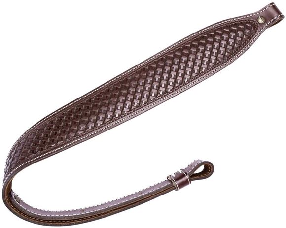 Picture of Levy's Hunting Deluxe Series Rifle Slings - 2-1/4" Cobra Leather Rifle Sling, w/Foam Padding, Brown Suede Backing, Loop Adjustment, Fits 1" Swivels, Secured With Chicago Screws, Adjustable 33"-37", Dark Brown