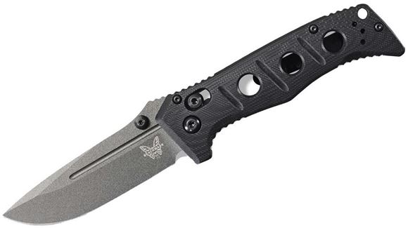 Picture of Benchmade Knife Company, Knives - Sibert Mini Adamas, AXIS Mechanism, 3.25" CPM-CruWear Tungsten Grey Blade, Black G10 Handle, Deep Carry Reversable Clip, Drop-Point, Plain Edge, Lanyard Hole, Weight: 4.60oz (130.41g)