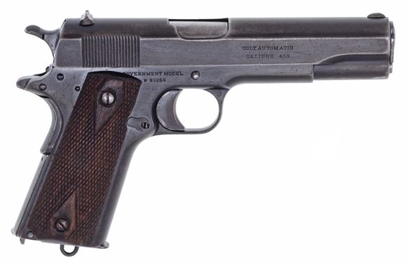 Picture of Used Colt 1911 Semi Auto Pistol, 455 Colt, 5" Barrel, 1 of 200 Sold to RFC in 1917, Blued, 1 Magazine, Fair Condition