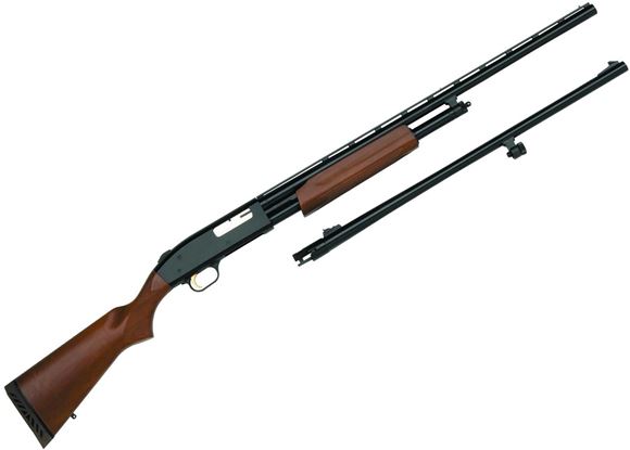 Picture of Mossberg 500 Combo Field/Slug Pump Action Shotgun - 20Ga, 3", 26", Vented Rib, Dual Bead Sights, Accu-Set (F,M,IC) / 24", Rifled, Rifle Sights, Wood Stock, 6rds