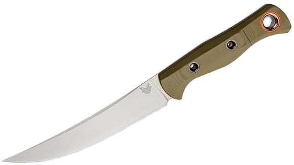 Picture of Benchmade Knife Company, Knives - Meatcrafter, 6.08" S45VN Blade, OD Green G10 Handle, Plain Trailing Point, Lanyard Hole, Boltaron Sheath, Weight: 4.52oz (128.14g)