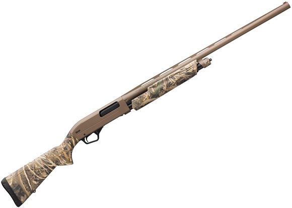 Picture of Winchester SXP Hybrid Hunter Realtree Max-5 Pump Action Shotgun - 12Ga, 3", 26", Vented Rib, Permacote FDE, Aluminum Alloy Receiver, Realtree Max-5 Camo Composite Stock, 4rds, TruGlo Fiber Optic Front Sight, Invector-Plus Flush (F,M,IC)