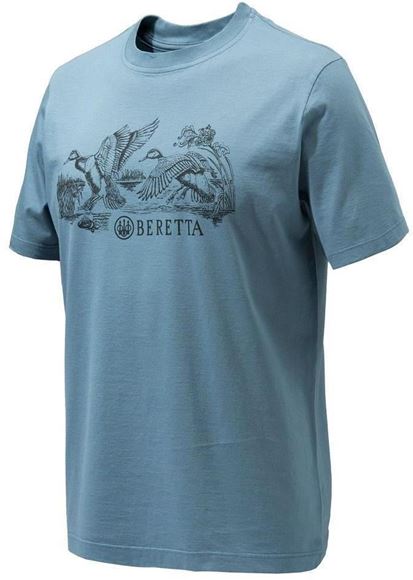 Beretta Clothing, T-Shirts - Engravers Ducks T-Shirt, Blue, XL ...