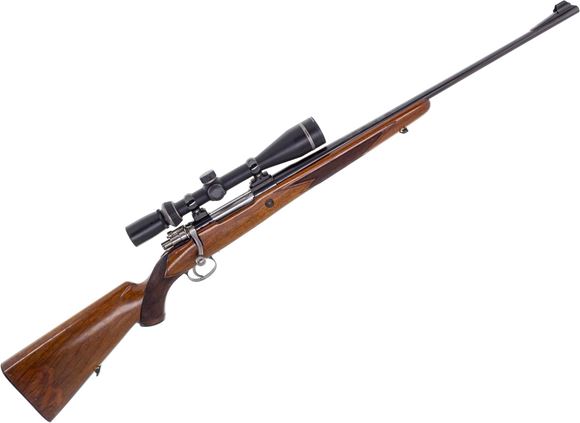 Picture of Used FN Deluxe Mauser, .244 (6mm) Remington, Checkered Walnut Stock, Conetrol Rings and Bases, Fujinon 4-12x42 Scope, Adjustable Trigger, Low Scope Safety, Very Good Condition