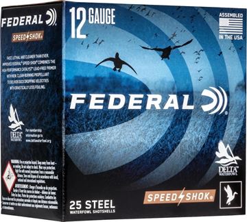 Picture of Federal Speed-Shok Waterfowl Load Shotgun Ammo - 12Ga, 2-3/4", 1-1/8oz, #2, Steel, 1500fps, 25rds Box