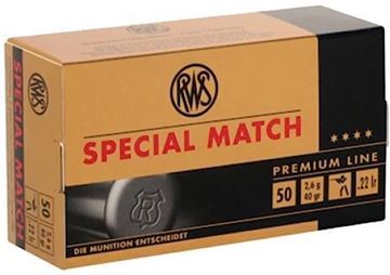 Picture of RWS Rimfire Ammo - Special Match, 22 LR, 40Gr (2.675g), Solid, 500rds Brick