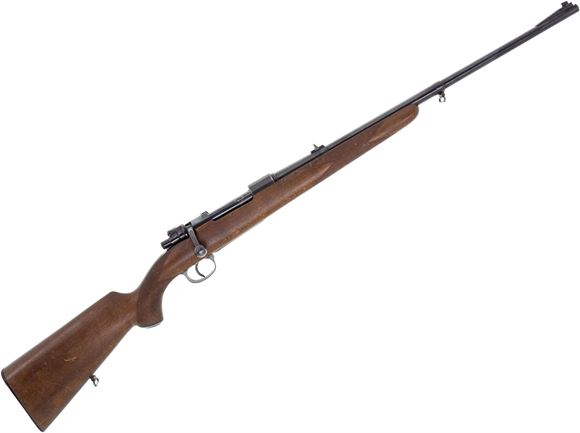 Picture of Used Husqvarna Mauser 98 Bolt Action Rifle, 9.3x62mm, 24" Blued Barrel, Iron Sights, Wood Stock, Barrel Band Swivel, Good Condition