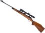 Picture of Used Husqvarna Bolt Action Rifle - 243 Win, 24 '' Barrel, Wood Stock w/ Gouge just above mag plate & Crack @ Tang, Marred Rear Sight, With Nikon Buckmaster 4-12x40, Good Condition