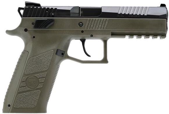 Picture of CZ P-09 DA/SA Semi-Auto Pistol - 9mm, 4.51", OD Green, Fixed Three-Dot Sight, 2x10rds, Interchangeable Ambidextrous, Decocker/Manual Safety