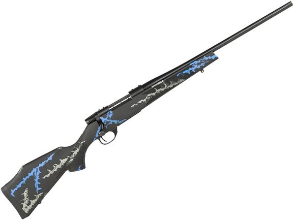 Picture of Weatherby Vanguard Synthetic Compact Bolt Action Rifle - 243 Win, 20", Cold Hammer Forged, Blued, Injection Molded Composite Stock w/ Removable Spacer, Black Stock w/ Blue And Grey Accents, 5rds, Adjustable Two-Stage Trigger, Black