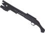 Picture of Used Mossberg 590 Shockwave Pump Action Shotgun - 12Ga, 2 3/4", 14.5", Matte Blued, Black Synthetic Birdhead Stock, 5rds, Bead Sights, Oversized Safety, Aftermarket Follower, Crimson Trace Laser, Surefire Light Forend, Good Condition