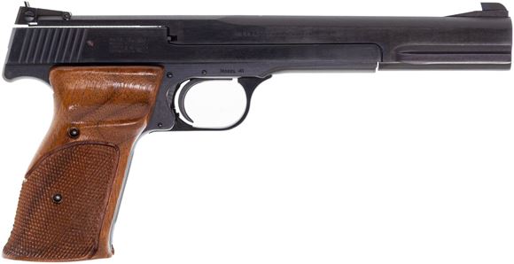 Picture of Used Smith & Wesson Model 41 Semi Auto Pistol, 22 LR, 7" Wooden Grip, 3 Mags Original Case, Very Good Condition