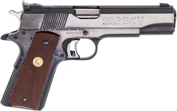 Picture of Used Colt 1911 Series 70 Gold Cup National Match Semi Auto Pistol, 45 ACP, Elliason Sights, 1 Mag, Very Good Condition