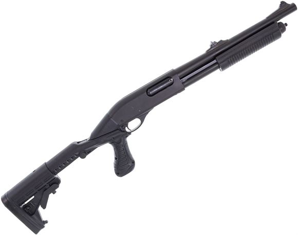 Picture of Used Remington 870 Police Pump-Action 12Ga, 3" Chamber, 14" Barrel, Fixed Modified Choke, Rifle Sights, Parkerized, Knoxx Collapsable Pistol Grip Stock, Very Good Condition