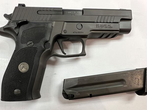 Picture of Used Sig Sauer P226 Legion 9mm Pistol - SAO (Single Action Only), 2 Mags, Sig Nightsights, Original Box. Excellent Condition