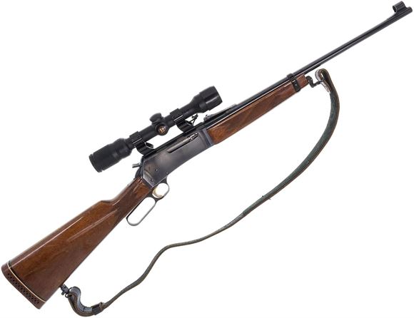 Picture of Used Browning BLR Lever Action Rifle, 308 Win, 20'' Barrel w/Sights, Straight Grip Wood Stock, Bushnell Scope Cheif 1.5-6x Scope, 1 Magazine, Leather Sling, Fair Condition