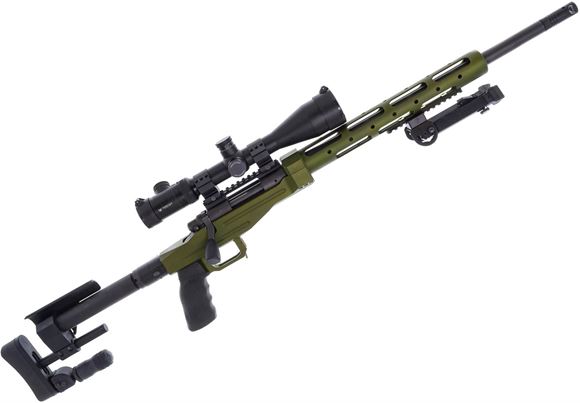 Picture of Used Remington 700 AAC-SD Custom, 308 Win,, 20'' Heavy Barrel w/Brake, XLR Evolution Chassis (Green), Folding Stock, Oversize Bolt Handle, Vortex Viper HST 4-16x50 Scope, UTG Bi Pod, Rear MonoPod, 4 Magazines, Hard Case, Good Condition