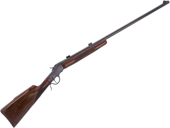 Picture of Used Winchester Custom 1885 Low Wall Falling Block Rifle, 22 LR, 28" Barrel, Unertl Style Bases, No Rear Sight, Custom Walnut Stock and Forend With Cheek Piece and Fine Checkering, SN86867, Very Good Condition