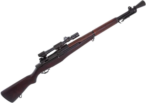 Picture of Used Springfield M1 Garand Semi-Auto 30-06 Sprg, With M84 Scope (Danish Marked) & Cone Flashhider, Full Military Wood, Mfg. May 1945, Matching SA Stamped Parts, Barrel, & Stock, No Clips, Very Good Condition