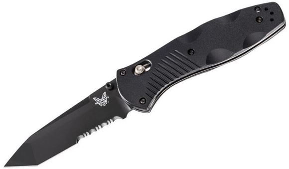 Picture of Benchmade Knife Company, Knives - Barrage, AXIS Assist Mechanism, 3.60" 154CM Blade, Black Valox Handle, Deep Carry Reversable Clip, Tanto, Serrated Blade, Lanyard Hole.