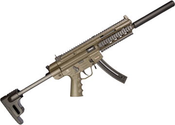 Picture of German Sport Guns (GSG) GSG-16 Rimfire Semi-Auto Rifle - 22 LR, 16.5", w/Barrel Shroud, Retractable Stock, OD Green Color