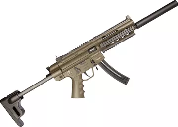 Picture of German Sport Guns (GSG) GSG-16 Rimfire Semi-Auto Rifle - 22 LR, 16.5", w/Barrel Shroud, Retractable Stock, OD Green Color