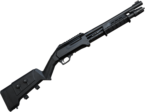 Picture of Canuck XRP101 Enforcer Pump Action Shotgun - 12ga, 3", 14", Spring Assisted Pump, Black Synthetic, Integral Picatinny Rail, Mobil Choke, Folding Action, 5rds