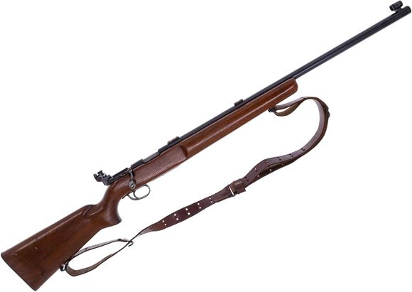 Picture of Used Remington 513T MatchMaster Bolt Action Rifle - 22 LR, 26", Blued, Wood Stock, Aperture Sights, Leather Sling, 1 Magazine, Good Condition