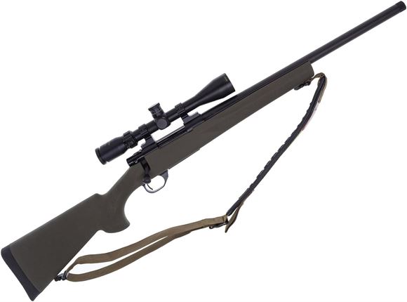 Picture of Used Howa 1500 Bolt-Action 223 Rem, 20" Threaded Heavy Barrel, With Nikko Stirling Game Pro 4-12x40mm Scope, Green Hogue Rubber Stock, Very Good Condition