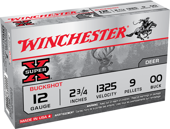 Picture of Winchester Super-X Buckshot Shotgun Ammo - 12Ga, 2-3/4", 00 Buck, 9 Pellets, 5rds Box, 1325fps