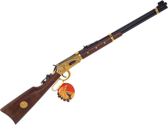 Picture of Used Winchester Model 94 Commemorative Cheyenne Carbine Lever-Action 44-40 Win, 20'' Barrel, Gold Colour Receiver, Flip Up Tang Sight, With Original Box, Very Good Condition