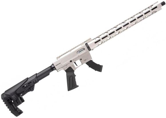 Picture of Derya TM-22 Semi-Auto Rifle - 22LR, 18", White Cerakote Aluminum Receiver w/ Picatinny Top Rail, Short Floating M-Lok Handguard, Collapsing AR Style Stock, Threaded 1/2x28 TPI, 2x10rds Mags