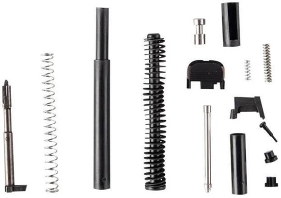 Picture of Brownells Glock Parts - Glock 19 Gen 3 Slide Kit, Kit Includes: Extractor, Extractor Depressor Plunger, Extractor Depressor Plunger Spring, Spring -Loaded Bearing, Slide Cover Plate, Firing Pin, Spacer Sleeve, Firing Pin Spring, Spring Cups, Firing Pin S